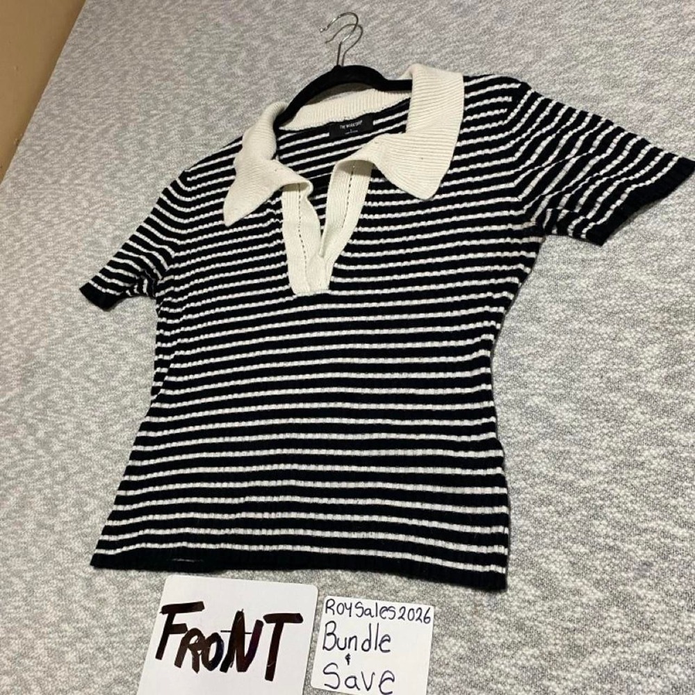 The workshop Black & white horizontal striped polo shirt/top women L. SKU-C82